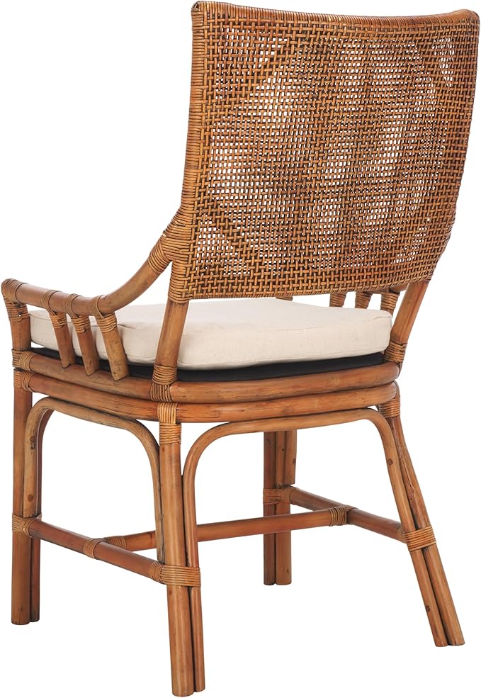 SAFAVIEH Home Collection Donatella Tropical Coastal Honey &amp White Rattan Chair