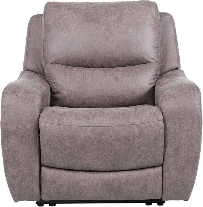 Furniture of America Romilly Modern Oversized Power Reclining Chair with USB Ports Electric Recliner Comfortable Lounge Couch for Living Room Office Bedroom Brown