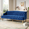 Modern Wingback Tufted Velvet Loveseat 73.25 3 Seat Sofas Settee Bench Banquette Chesterfield Love Seat with High Back Thick Padded Cushioned Upholstered Couch for Living Room Victorian Navy Blue