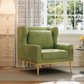Merax Luxury Velvet Accent Chair Modern Mid-Century Armchair for Living Room Bedroom Reading Corner Comfortable Tufted Single Seater Sofa Chair with Iron Legs (Green)