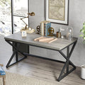 IBF Computer Desk Industrial PC Laptop Office Desk Farmhouse Gaming Desk with Spacious Desktop Rustic Wood Metal Writing Study Work Table for Home Office Bedroom 47 Inch Grey Oak