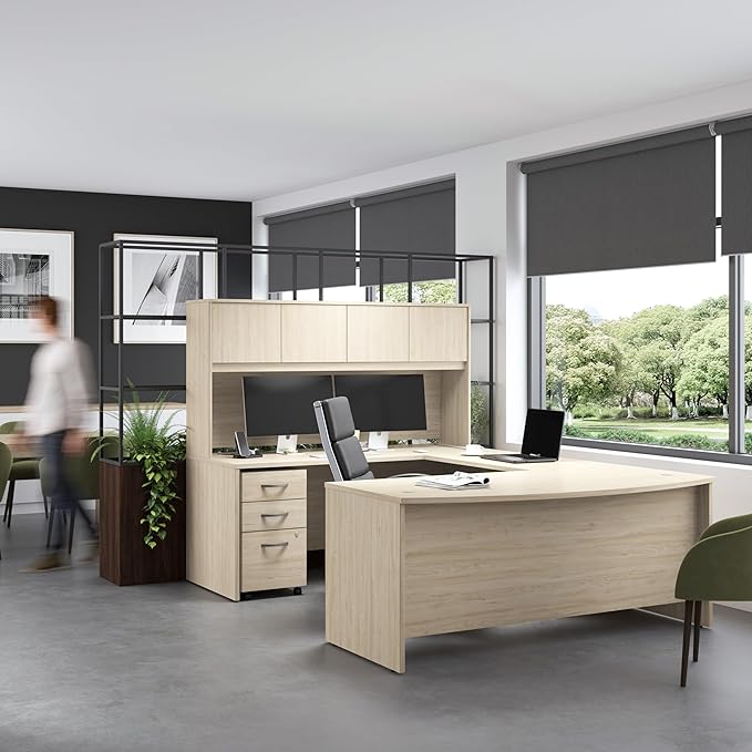 Bush Business Furniture Series C 60W x 24D Office Desk with Mobile File Cabinet in Hansen Cherry