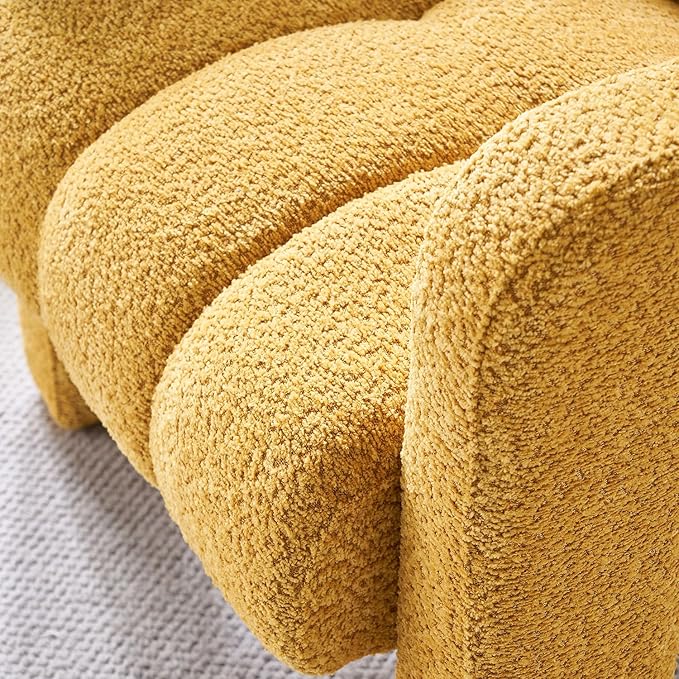 KEIKI 31 Boucle Accent Chair with High Density Foam Cushion Upholstered Modern Style Oversized Single Sofa Chair Easy Assembly for Living Room and Bedroom Apartment Office Yellow