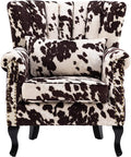 chairus Mid-Century Modern Accent Chair Comfy Single Sofa Chair Channel Back Armchair with Small Pillow for Living Roon Bedroom Club - Velvet Cow
