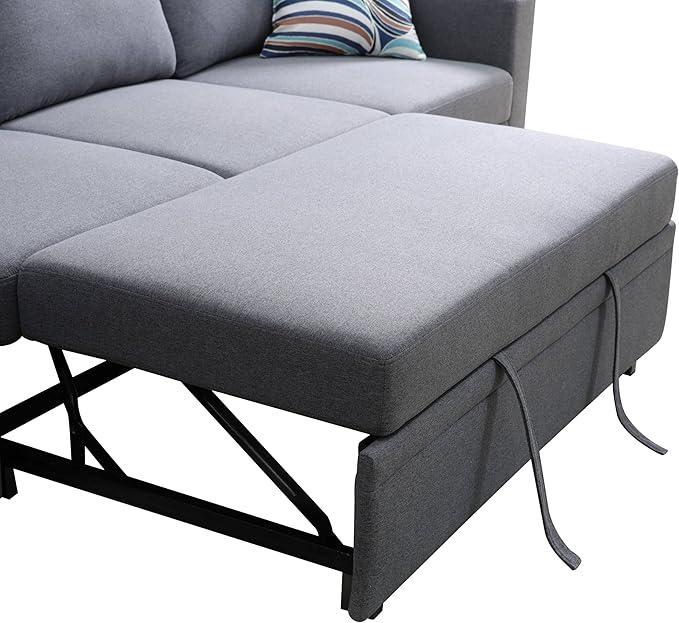 Sleeper Sofa Couch Bed Convertible Sofa Bed with Armrests Sectional Sofa with Storage Seat U Shaped Sectional Couch with Reversible Chaise for Living Room Apartment Bedroom Office