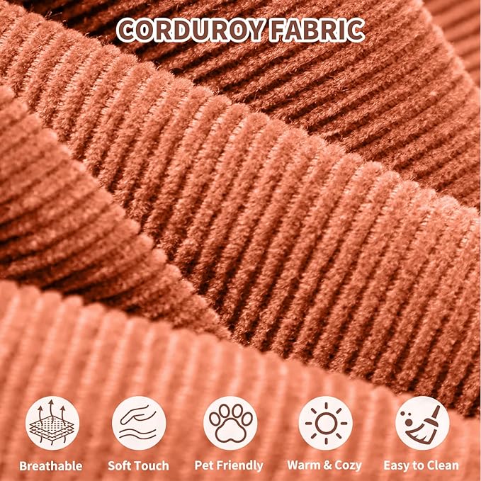 Convertible Sleeper Sofa Bed 1600lbs Weight Capacity Floor Sofa Bed with Fixed-Shape Frame Corduroy Foldable Couch for Small Space Lounge Mattress for Living Room Apartment Game Room (Orange)