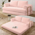 80 Convertible Sofa Bed Modern Corduroy Sleeper Sofa Folding Floor Couch with Golden Fixed-Shape Frame Pink Boneless Loveseat Sofas Bed for Living Room Bedroom No Assembly Needed