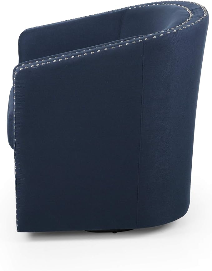 Christopher Knight Home Octavia Contemporary Fabric Swivel Chair Blue Black 31.25D x 30.25W x 31.25H in