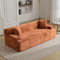 82.7 Modern Velvet Boneless Couch Ultra Comfy 3-Seater Sofa for Living Room Bedroom Home Office No Assembly Required (Orange)