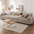 135'' Modular Sectional Couch with All Seats StorageOversized 3-Seater Comfy Sofa with 7.8'' Upholstered CushionBig Couches with Throw Pillows for Living RoomBedroomChenilleKhaki