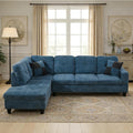 103.5 Inch Modern L-Shaped Couch Flannel Sectional Sofa with Chaise Lounge 4-Seater Couch with Accent Pillows for Living Room Apartment Dark Blue