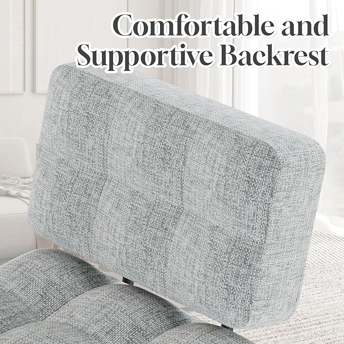EROMMY Accent Chair Armless Mid Century Modern Chair with Thick Cushion &amp Metal Legs Polyester Leisure Chair Comfy Side Corner Chairs for Living Room Bedroom Study Room Entryway (Grey)