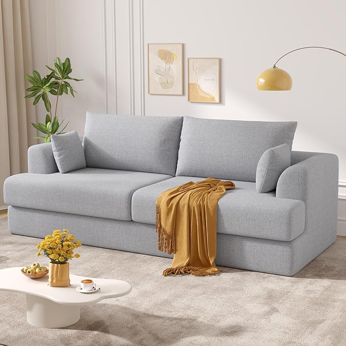 84” Loveseat Sofa Set of 2 Boneless Modular Sofa Couches for Living Room Cloud Couch with Deep SeatEasy Assembly for Small SpacesGreen