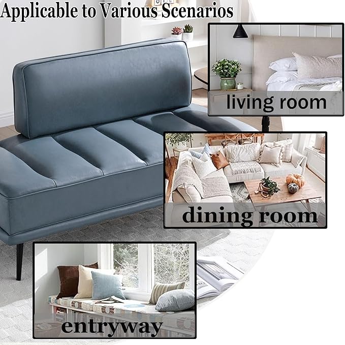 Anwick 55 PU Leather Small Sofa Loveseat Couch with Side Table Modern Upholstered Bed End Bench with Back for Bedroom Living Room Office Entryway (Gray)
