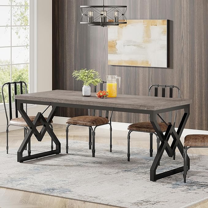 Tribesigns 63 Inch Executive Desk Large Office Computer Desk with Extra Thick Wooden Tabletop and Metal Frame Modern Simple Workstation Writing Table Study Desk for Home Office Gray