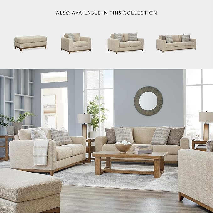 Signature Design by Ashley Parklynn Classic Upholstered Oversized Chair with 1 Accent Pillow Beige
