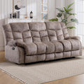 EBELLO Reclining Couch for Living Room Extra Wide Modern Overstuffed 3 Seat Recliner Manual Sofa Breathable Fabric and Padded Cushion Light Brown