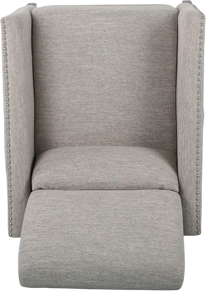 Christopher Knight Home Alexis Contemporary Fabric Push Back Recliner Light Gray Dark Brown