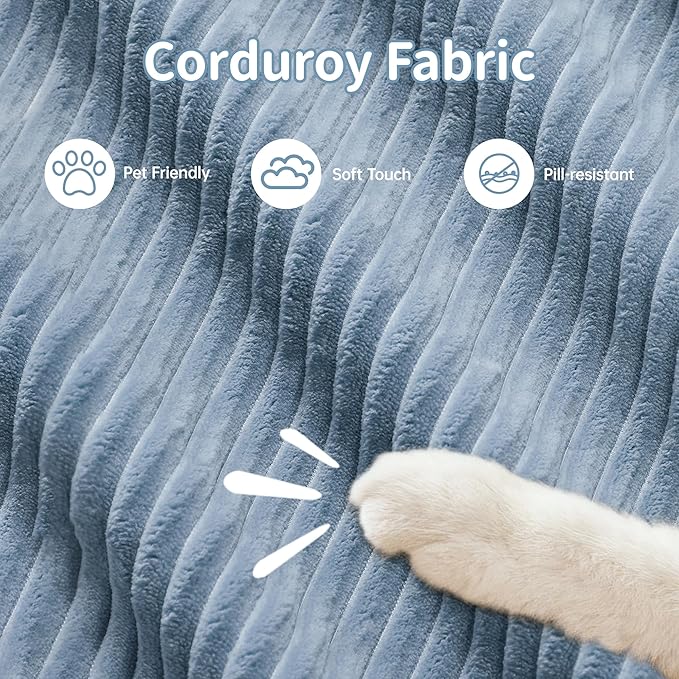 Cloud Sectional Couch Boneless L Shaped Couch 117.3'' Modular Sectional Sofa with Ottoman Modular Cloud Sofa 3 Seater Corduroy Deep Seat Couches for Living Room No Assembly Couches Blue