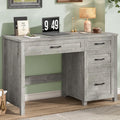 Vabches Farmhouse 47 Executive Desk with 4 Drawers Computer Desk with File Drawer and Charging Station Workstation for Home Office Study.（Grey）