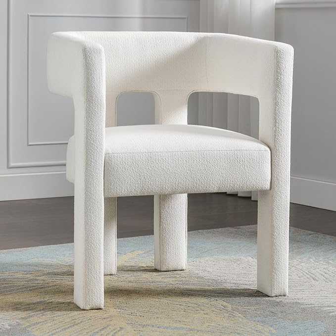 Modern Living Room Chair Accent Arm Chair Dining Chair Kitchen Dining Living Room Chairs Contemporary Designed Fabric Upholstered Chair Kitchen Side ChairComfy Vanity Desk Chair for Bedroom-Beige
