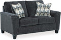 Signature Design by Ashley Abinger Chenille Contemporary Loveseat with 2 Accent Pillows Dark Gray