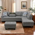 L Shaped Couches for Living Room Sectional Couch Living Room Furniture with Storage Ottoman Modular Sectional Sofa with Movable Chaise for Apartment Office Brown Grey