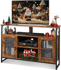 WLIVE TV Stand 55 inch TV Tall Entertainment Center with Storage Farmhouse Industrial TV Console for Bedroom Living Room Rustic Brown