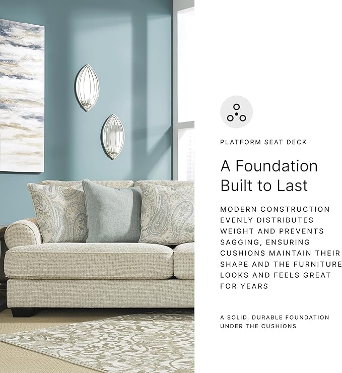 Signature Design by Ashley Monaghan Vintage Sofa with Accent Pillows Reversible Cushions and Rolled Arms Beige