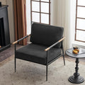 Leisure Lounge Chair Arm Chair with Metal e Upholstered Side Chair Comfy Sitting Chair for Living Room Black Chenille DC633