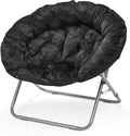 Urban Lifestyle Oversized Micromink Moon Saucer Chair Black - 37 L x 30 W X 30 D