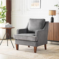 VINGLI Mid-Century Accent Chairs Light Grey Upholstered Armchair Comfy Sofa Chair Reading Chair High Back Living Room Bedroom Furniture for Apartment