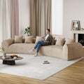 157 Oversized Curved Sofa Sectional Couch Chenille Cloud Couches Wide Armrest Deep Seat 6-Seater High Density Foam Sofas with 6 Pillows for Living Room No Assembly Needed Camel
