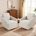 Swivel Barrel Accent Chair Set of 2 360 Degree Comfy Swivel Reading Chair with Removable Back Modern Sofa Chair with Oversize Base for Living Room Bedroom Office(Blue Stripe)