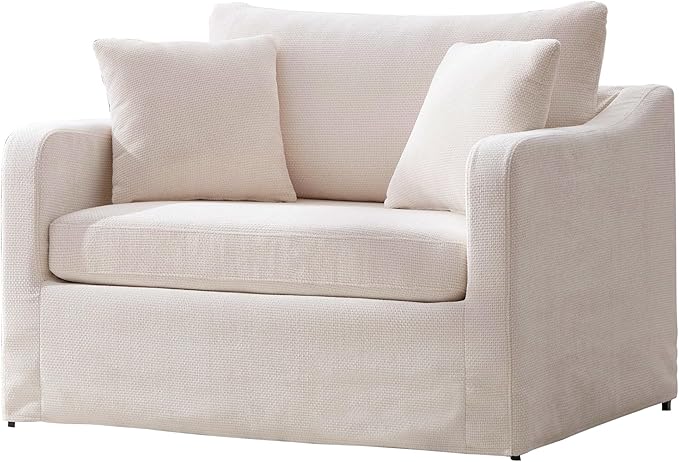 44 Beige Accent Chairs for Living RoomOversized ArmchairCozy Reading Chair for Bedroom Chenille Cozy Chair
