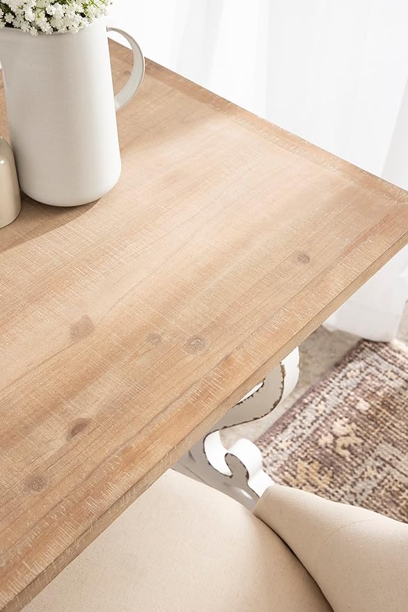Kate and Laurel Wyldwood Farmhouse Wooden Desk 46 x 24 x 30 Brown and White Rustic Carved Wood Computer Desk for Functional and Stylish Home Office Decor