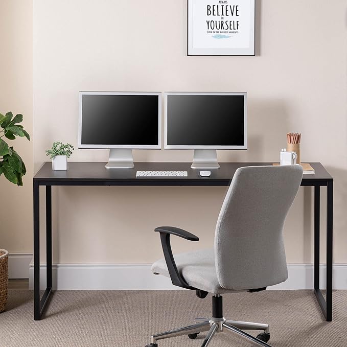 Zinus Jennifer 63 Inch Black Frame Desk Computer Workstation Office Desk Easy Assembly Deep Espresso