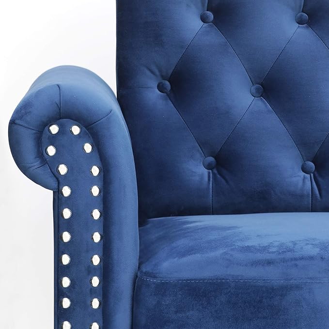 Furinno Bastia Vintage Modern Chesterfield Button Tufted Loveseat/Sofa Couch for Living Room Navy Velvet