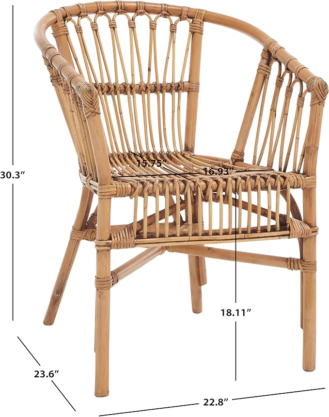 Safavieh Home Adriana Coastal Honey Brown Wash Rattan (Set of 2) Accent Chair (ACH6505C-SET2)