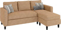 JAMFLY Sectional Couch Sofa Convertible L Shaped Sofas with Ottoman Small Sectional Sofa for Living Room 3 Seater Couch for Small Spaces Brown