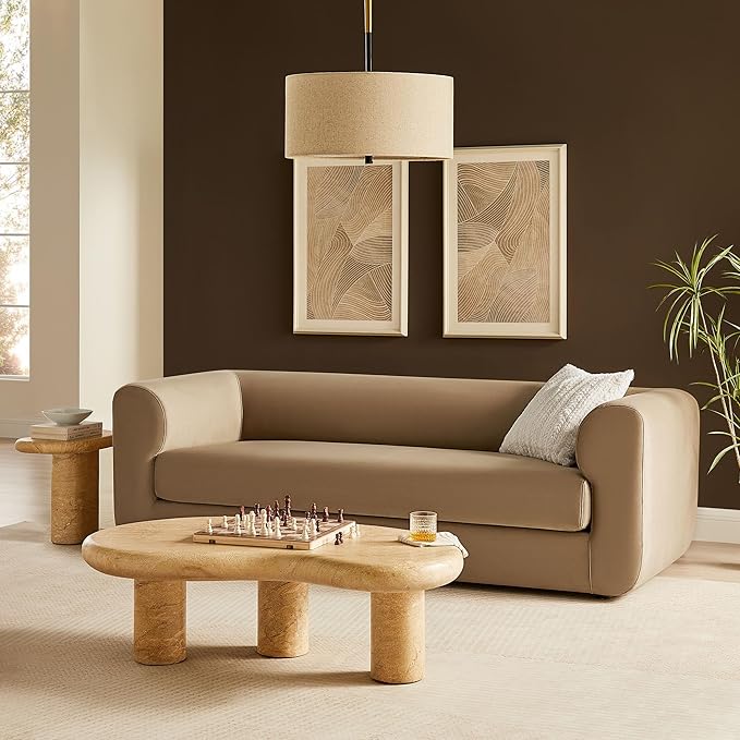 Modway Leif Performance Velvet Upholstered Sofa – 89 Inch Modern Tuxedo Sofa – Comfy 3 Seater Velvet Couch