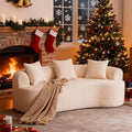 Luxury 80” Curved Loveseat Sofa Chenille Curved Couch with 2 Big Pillows &amp Extra Wide Armrests Comfy Upholstered Oversized Loveseat Couch &amp Sofa for Living Room (Beige 80 Inches)