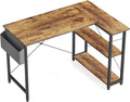Cubiker L Shaped Desk 40 Computer Desk with Reversible Storage Shelves Home Office Corner Desk Study Writing Gaming Table Deep Brown