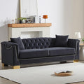 KEIKI 84 Chesterfield Sofa Upholstered 3 Seat Couch with Rolled Arm for Living Room Bedroom Office Black
