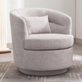 CANMOV Swivel Accent Chair 360 Degree Round Swivel Barrel Chair with Pillow Upholstered Comfy Barrel Armchair Single Club Sofa Chair for Living RoomBedroom Reading Room Grey