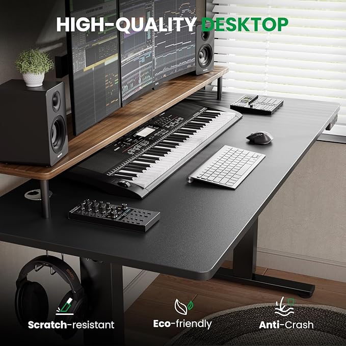 SIAGO Electric Standing Desk Adjustable - 63 x 24 Inch Sit Stand up Desk with Cable Management - 3 Memory Preset Adjustable Height Table