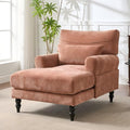 51'' Chaise Lounge Chair Indoor Accent Upholstered Reading Side Armchair Comfy Leisure Sleeper Sofa Chair Chenille Recliner Arm Chairs for Living Room &amp Bedroom Easy Assembly (Orange) | Modern