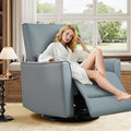 IDEALHOUSE Swivel Rocking Nursery Recliner Chair Rocker Recliner Glider Deep Seat PU Leather Sofa Chair with high Backrest for Nursery Living Room Bedroom &amp Home Movie Theater (Gray)