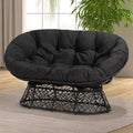Bme 61 Black - Black Frame Capacity 600lbs Double Papasan Ergonomic Wicker Papasan Chair with Soft Thick Density Fabric Cushion High Capacity Steel Frame for Living Bedroom