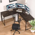VECELO 59 L Shaped Computer Desk Corner Computer Desk Sturdy Home Office Computer Table for Small Space Writing Desk Larger Gaming Desk WorkstationGray
